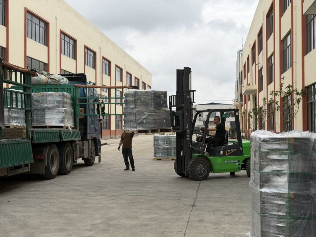 Truck loading agricultural machinery parts